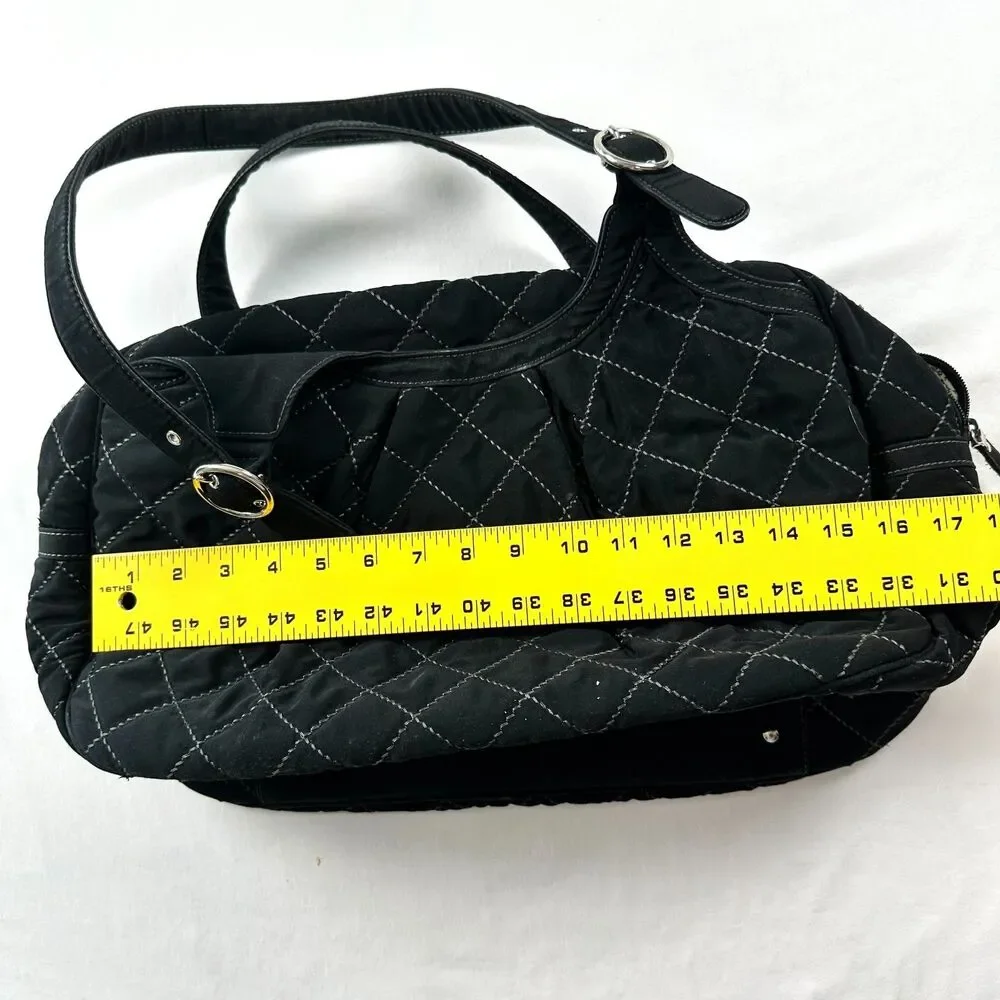 Vera Bradley Quilted Microfiber Baby Bag Black Medium Diaper Weekend Zip Top